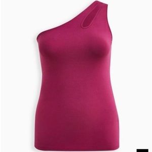 Torrid  Torrid 2 Top Magenta One Shoulder Cut Out Foxy Tank Shirt Plus Size